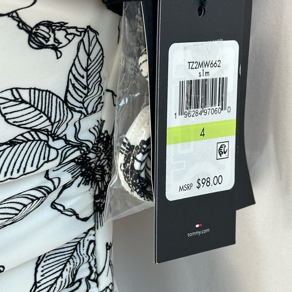 Tommy Hilfiger Strapless Floral Print One Piece Swimsuit - White Black - size 4 - Picture 8 of 11